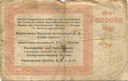 Worms - Heyl, Cornelius, Lederwerke - 5.8.1923 - 15.11.1923 - 500000 Mark