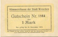 Wreschen (heute: PL-Wrzesnia) - Stadt - - 31.12.1914 - 1 Mark