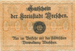 Wreschen (heute: PL-Wrzesnia) - Stadt - - 1.4.1920 - 25 Pfennig