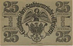 Wriezen - Stadt - 20.8.1919 - 31.12.1921 - 25 Pfennig