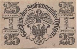 Wriezen - Stadt - 20.8.1919 - 31.12.1921 - 25 Pfennig