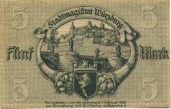 Würzburg - Stadt - 8.10.1918 - 1.2.1919 - 5 Mark 