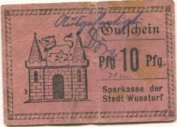 Wunstorf - Sparkasse der Stadt - - 1.4.1921 - 10 Pfennig