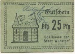 Wunstorf - Sparkasse der Stadt - - 1.4.1921 - 25 Pfennig