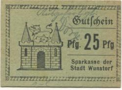 Wunstorf - Sparkasse der Stadt - - 1.4.1921 - 25 Pfennig