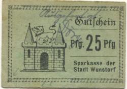 Wunstorf - Sparkasse der Stadt - - 1.4.1921 - 25 Pfennig