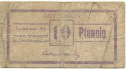 Wunstorf - Sparkasse der Stadt - - 1.10.1921 - 10 Pfennig