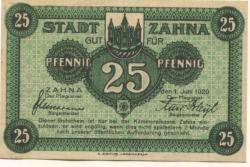 Zahna - Stadt - 1.6.1920 - 25 Pfennig 