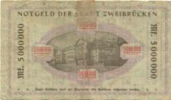 Zweibrücken - Stadt - 14.8.1923 - 5 Millionen Mark 