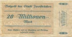 Zweibrücken - Stadt - 14.8.1923 - 20 Millionen Mark 