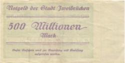 Zweibrücken - Stadt - 14.8.1923 - 1.4.1924 - 500 Millionen Mark 