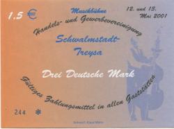 Gilserberg - Viehmeier, Friedrich, Schwälmer Brotladen, Treysaer Weg 6a - 12./13.5.2001 - 1.50 Euro
