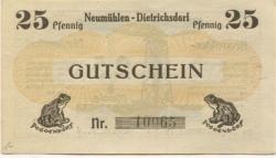 Neumühlen-Dietrichsdorf (heute: Kiel) - Gewerbetreibende - - 31.12.1922 - 25 Pfennig