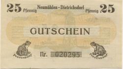 Neumühlen-Dietrichsdorf (heute: Kiel) - Gewerbetreibende - - 31.12.1922 - 25 Pfennig