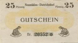 Neumühlen-Dietrichsdorf (heute: Kiel) - Gewerbetreibende - - 31.12.1922 - 25 Pfennig