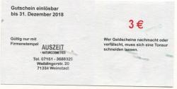 Weinstadt-Endersbach - Auszeit Naturcosmetics, Waiblinger Str. 20 - 1.7.2017 - 31.12.2018 - 3 Euro